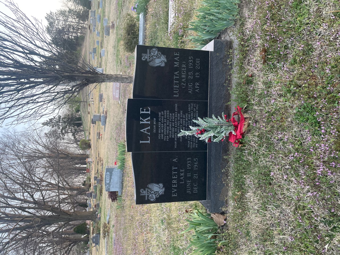 Luetta Mae Zarger Lake's grave. Photo 1
