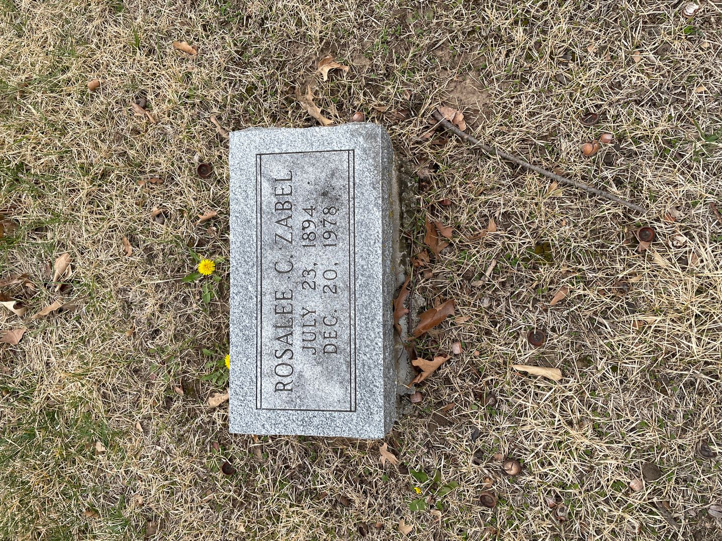 Rosalee C. Zabel's grave. Photo 1